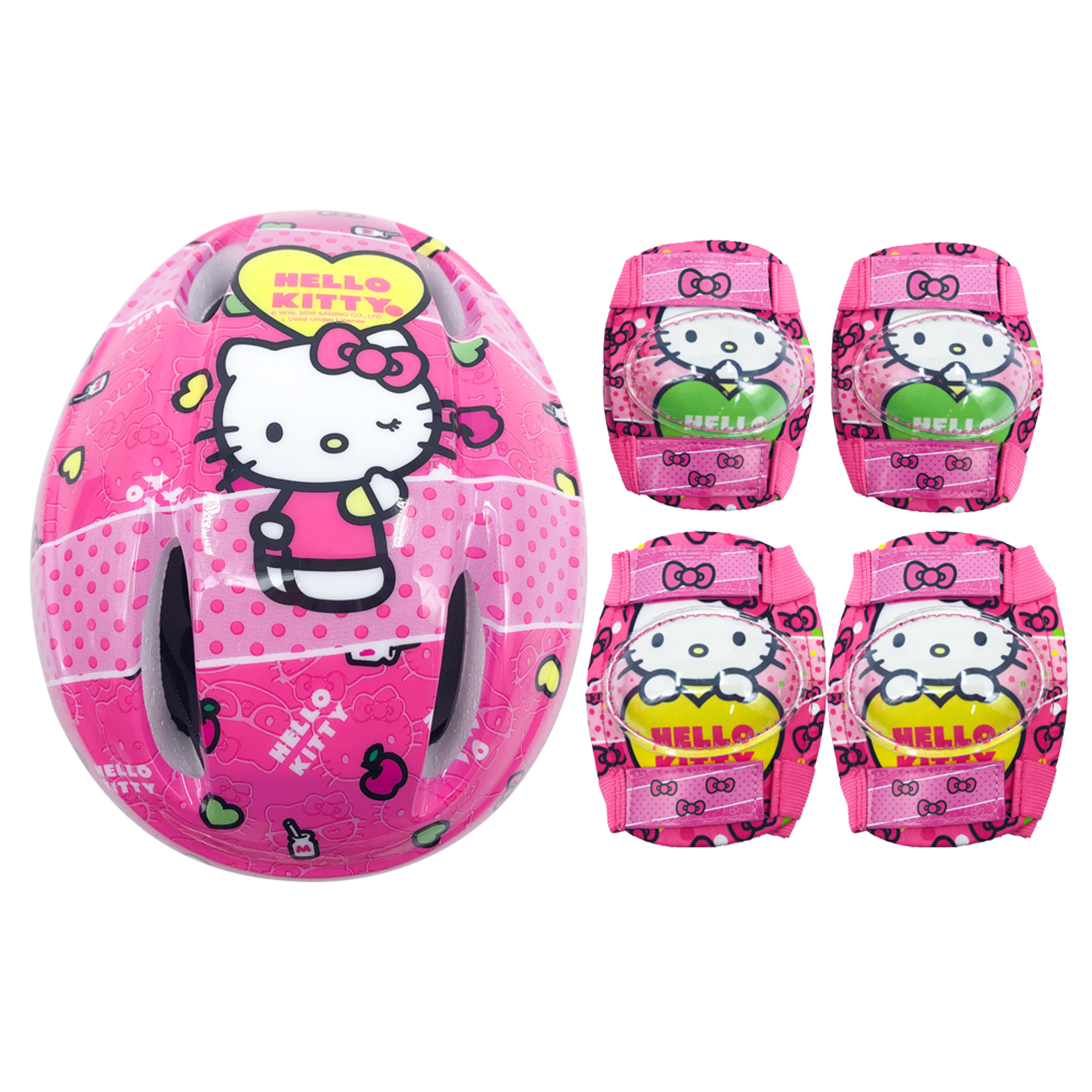 Kit casco coderas y rodilleras Apache Hello Kitty