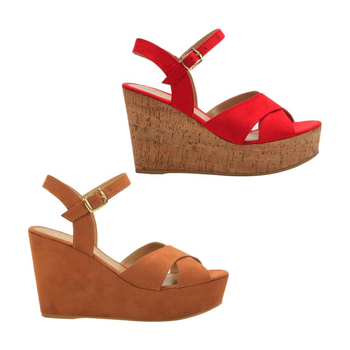 Kit de 2 pares de sandalias casuales para mujer marca Vi Line, rojas y cafés mod. 992778