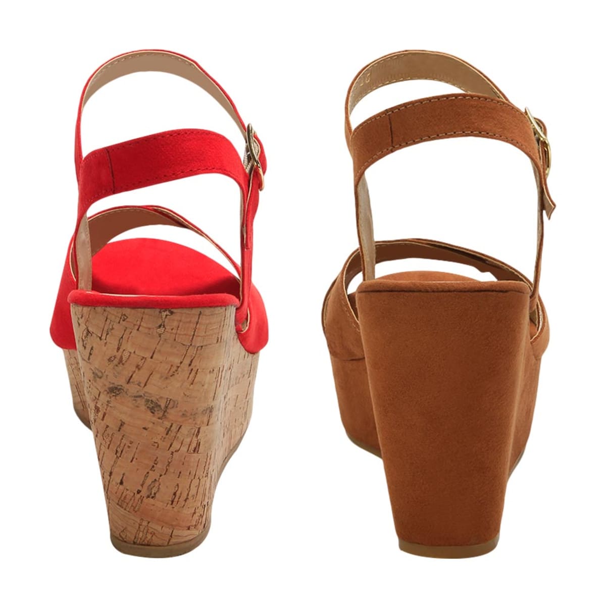 Kit de 2 pares de sandalias casuales para mujer marca Vi Line, rojas y cafés mod. 992778