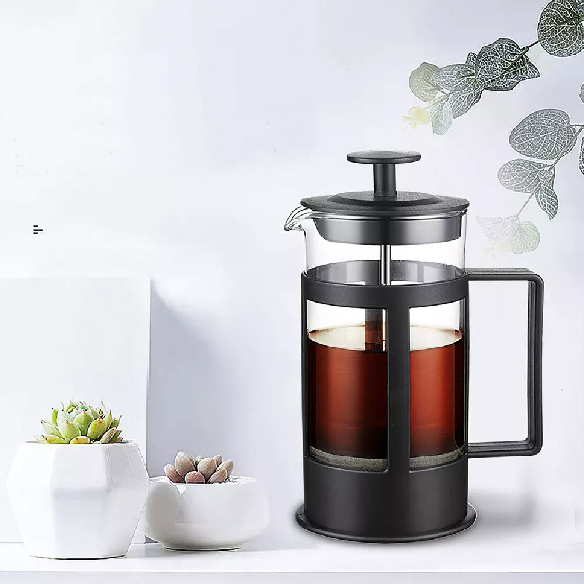 Cafetera Prensa Francesa 1 Litro Negra Individual Té Café Vidrio Drink Lab 