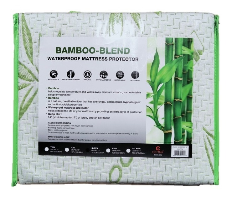 Cubrecolchón de bambú con 1 protector de almohada y máscara de ojos,  bolsillo lateral, protector de colchón impermeable, funda de colchón  transpirable