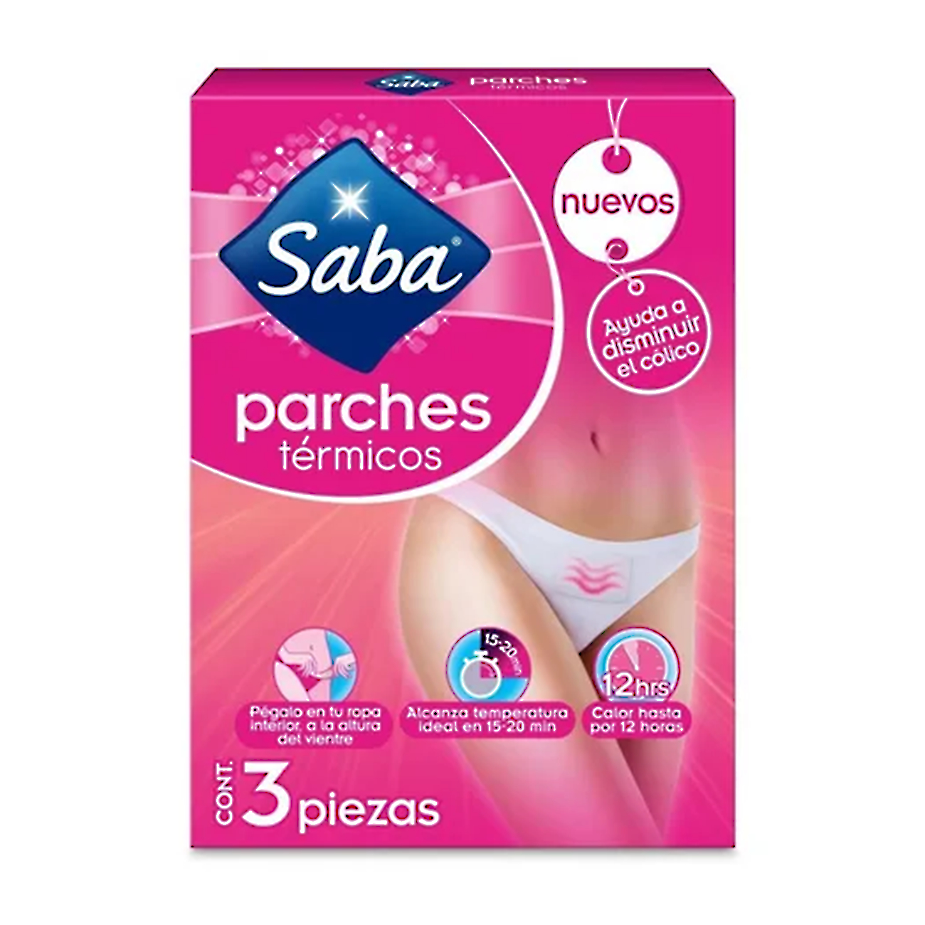 Parche Térmico Saba® Que Ayuda A Disminuir Los Cólicos 3 Pz