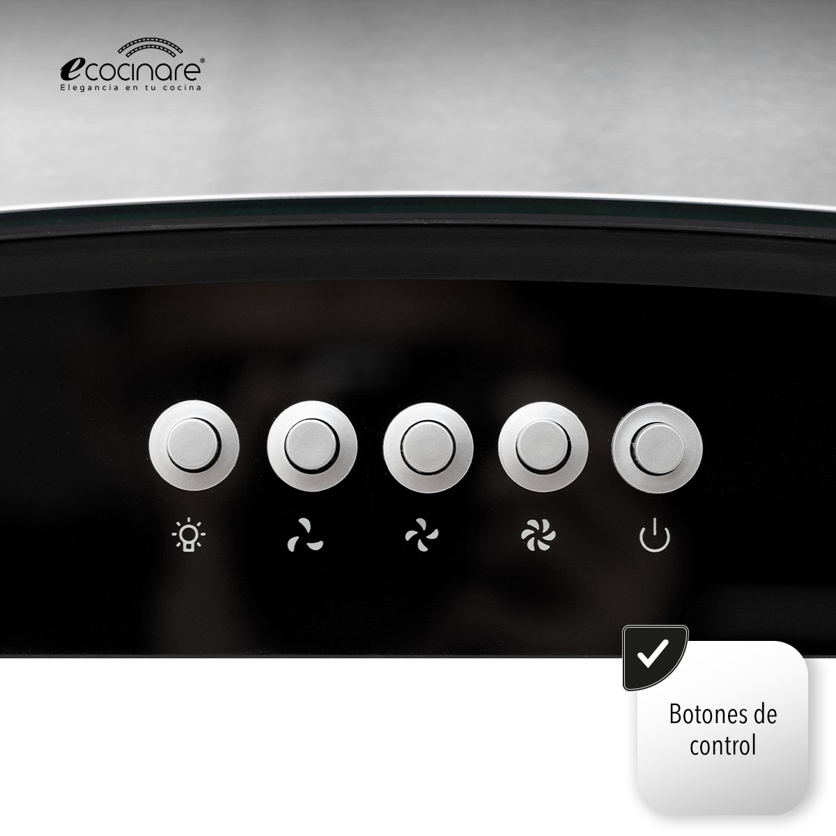 Campana Extractora de Cocina - Empotrable - Botones Acero Inoxidable y Vidrio Templado, Extractora y Purificadora, 3 Velocidades de Succión, Iluminacion LED, Filtros Metalicos (60 cm).