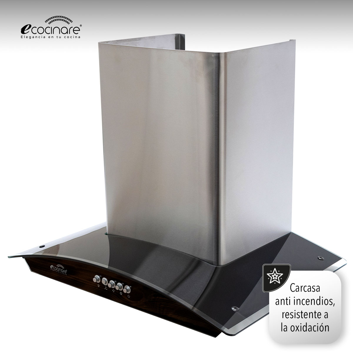 Campana Extractora de Cocina - Empotrable - Botones Acero Inoxidable y Vidrio Templado, Extractora y Purificadora, 3 Velocidades de Succión, Iluminacion LED, Filtros Metalicos (60 cm).