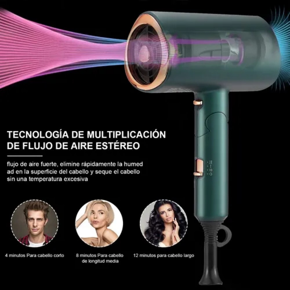 Secadora De Cabello Profesional Portátil De 1600w Y 3 Veloc