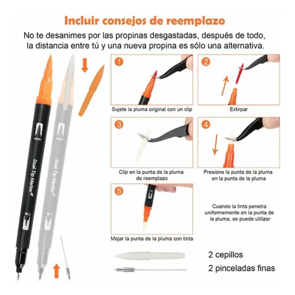 Marcadores De Doble Punta 120 Colores Plumones Punta Pincel
