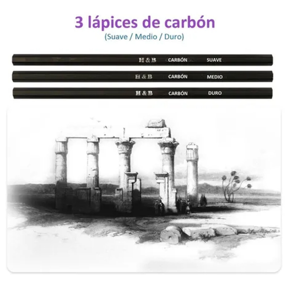 Set 145 Lápices De Dibujo De Colores Metálicos Grafito H&b