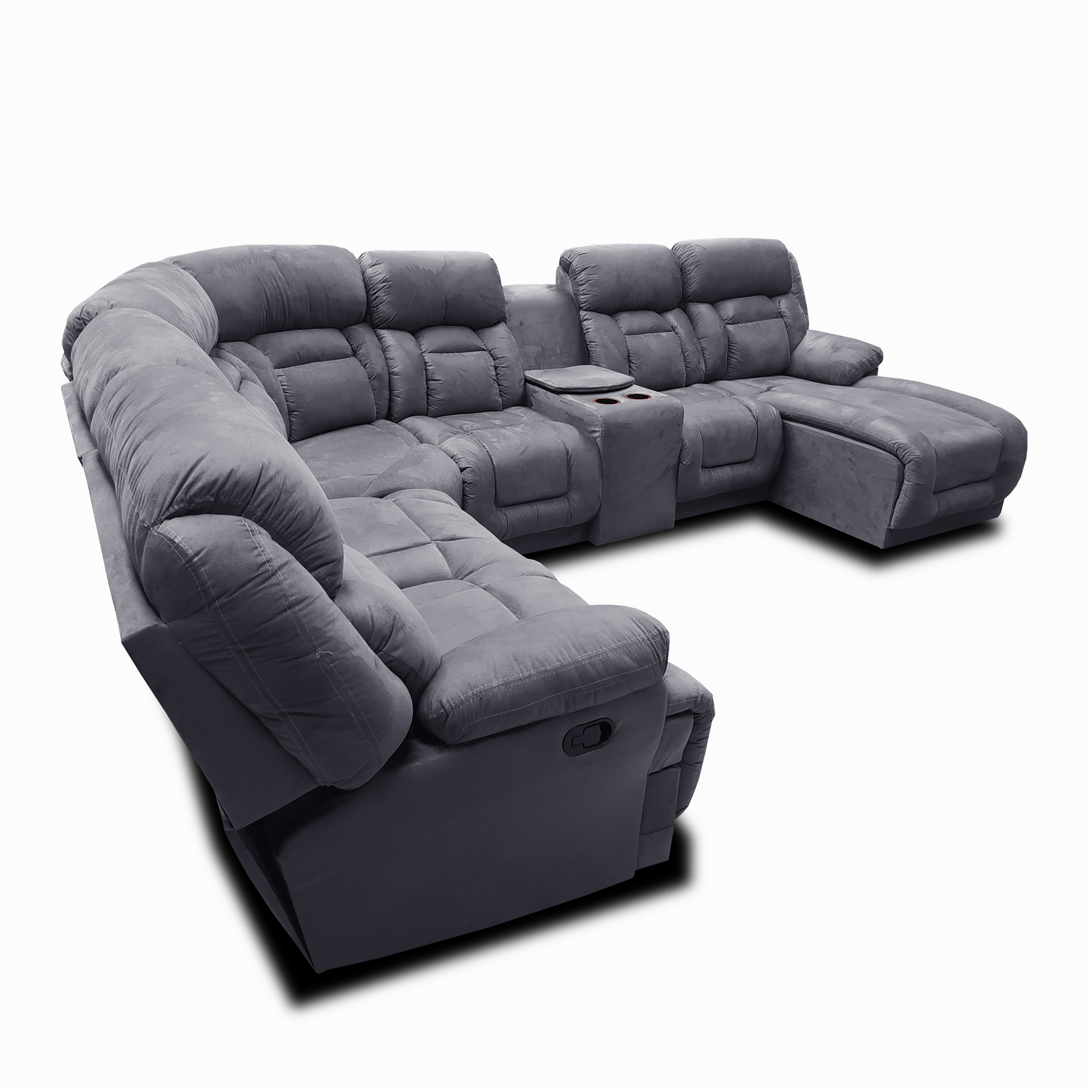 Sala Modular c/ Reclinable Marduk Gris Oxford chaise der. MADERIAN // ENTREGA EN CDMX Y ZONA METROPOLITANA