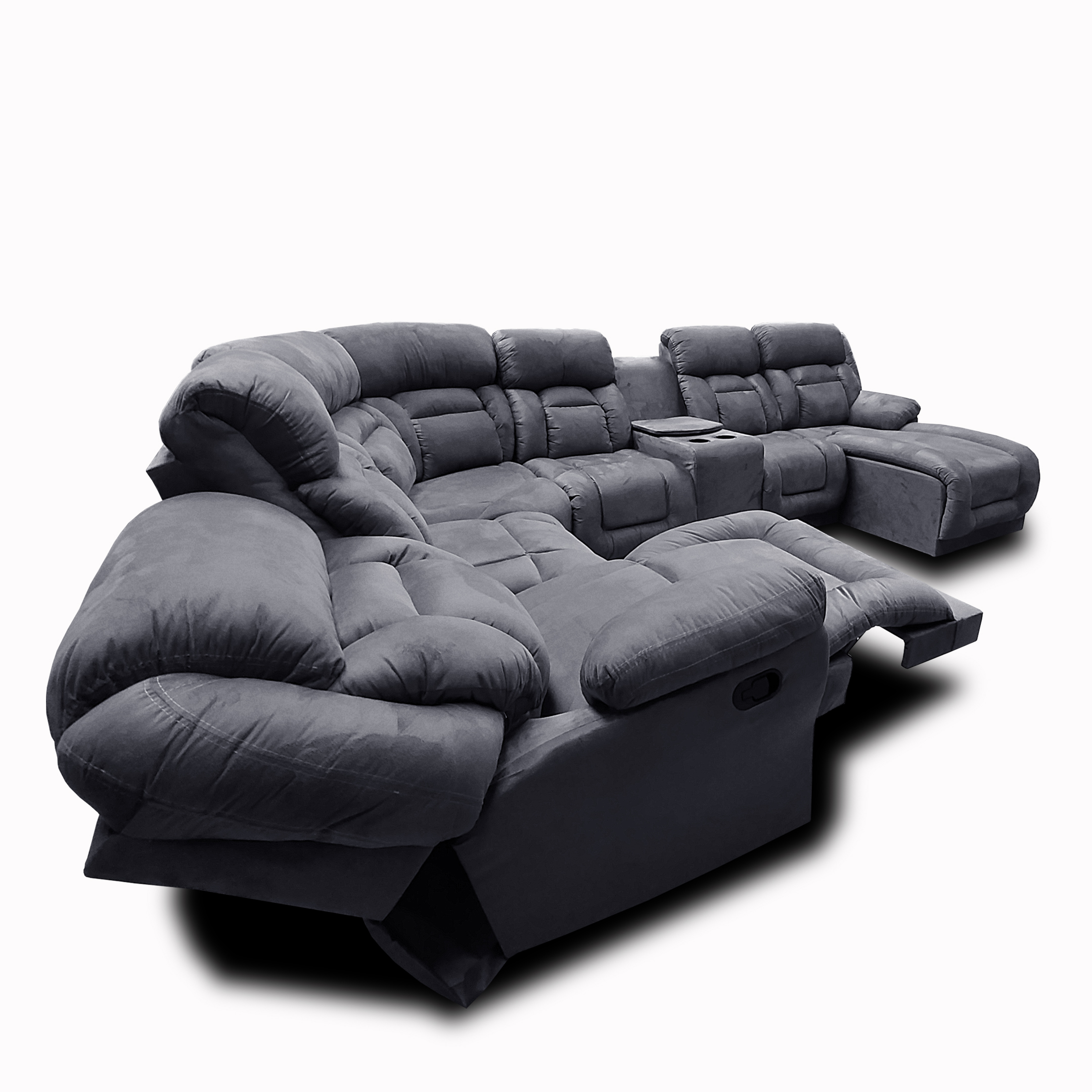 Sala Modular c/ Reclinable Marduk Gris Oxford chaise der. MADERIAN // ENTREGA EN CDMX Y ZONA METROPOLITANA