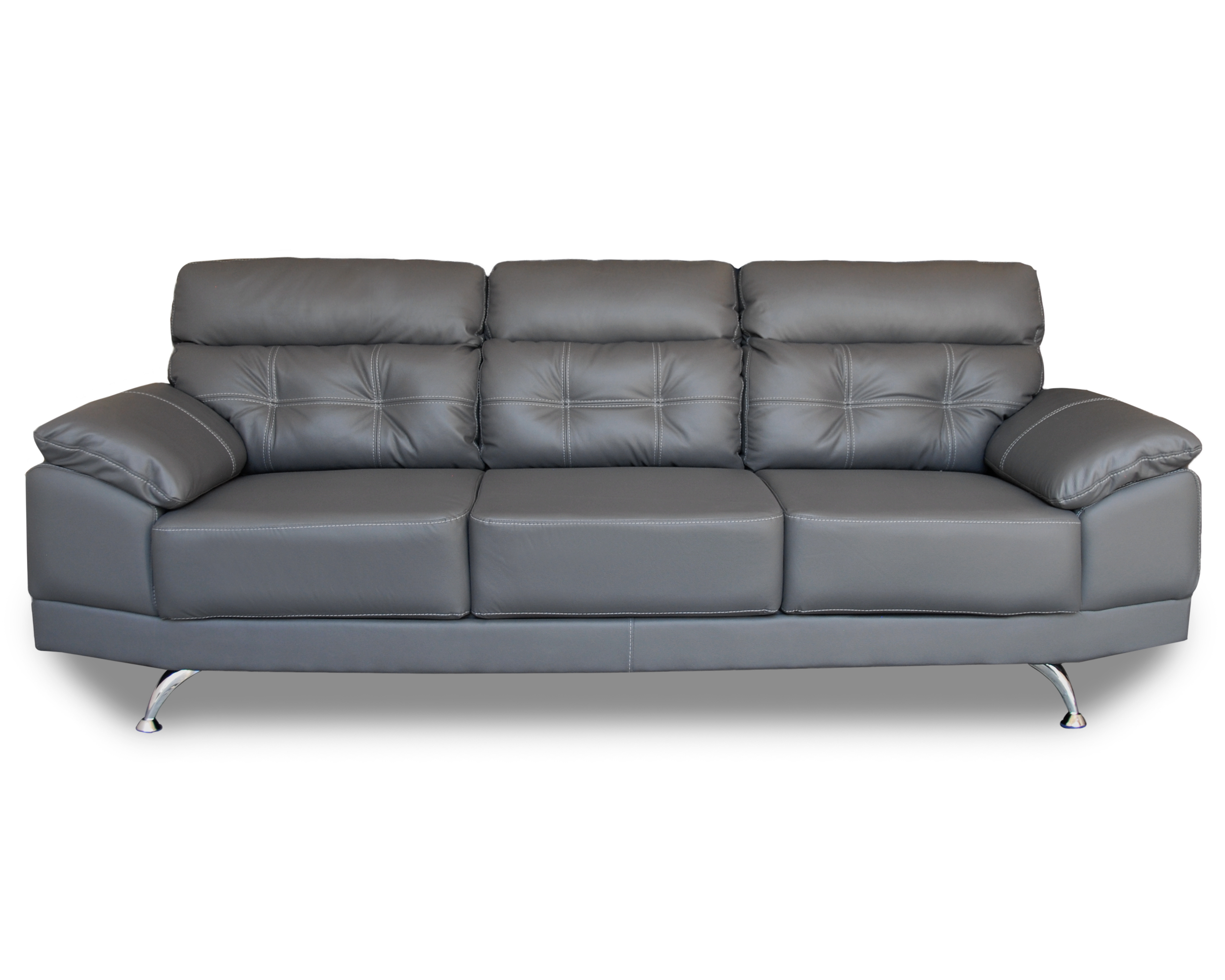 Sala de Piel Genuina Sofa Y Love Seat Dublin Color Gris Oxford - ConfortoPiel