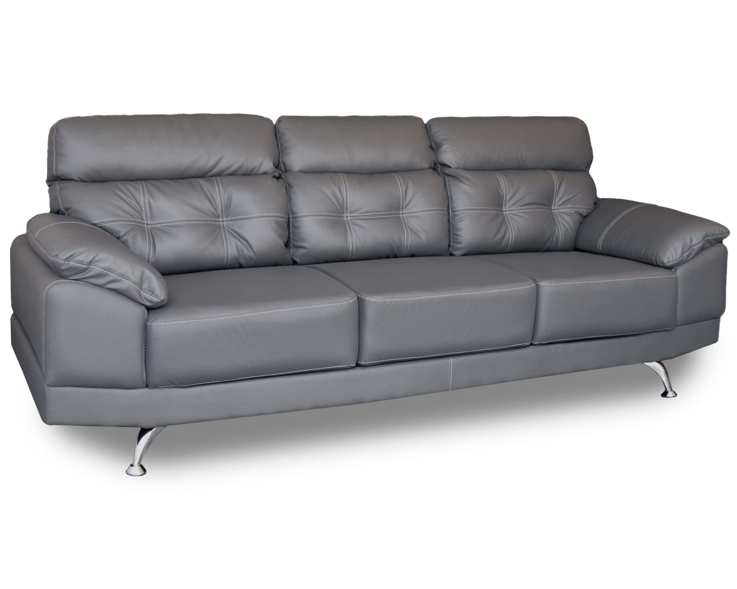 Sala de Piel Genuina Sofa Y Love Seat Dublin Color Gris Oxford - ConfortoPiel