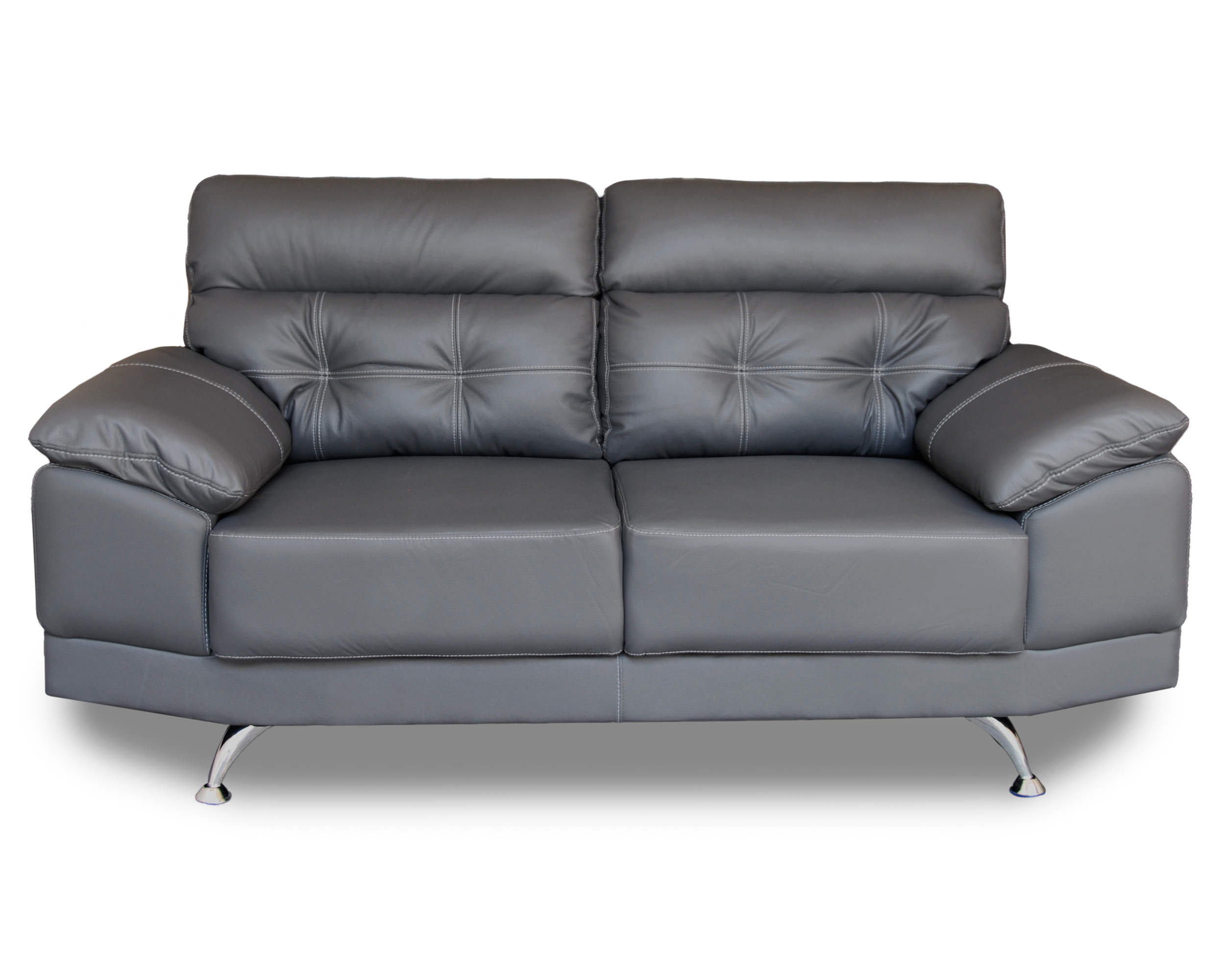 Sala de Piel Genuina Sofa Y Love Seat Dublin Color Gris Oxford - ConfortoPiel