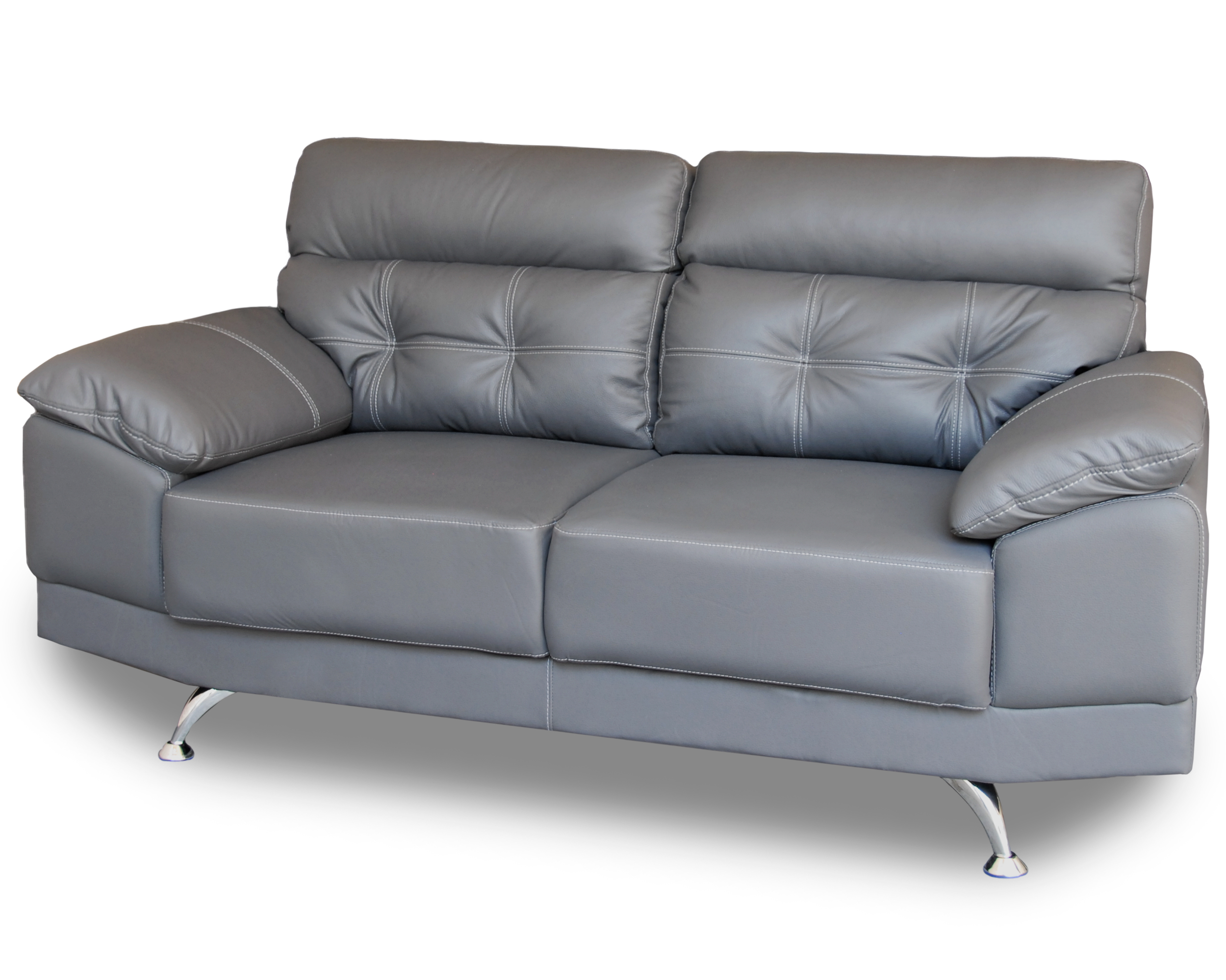 Sala de Piel Genuina Sofa Y Love Seat Dublin Color Gris Oxford - ConfortoPiel