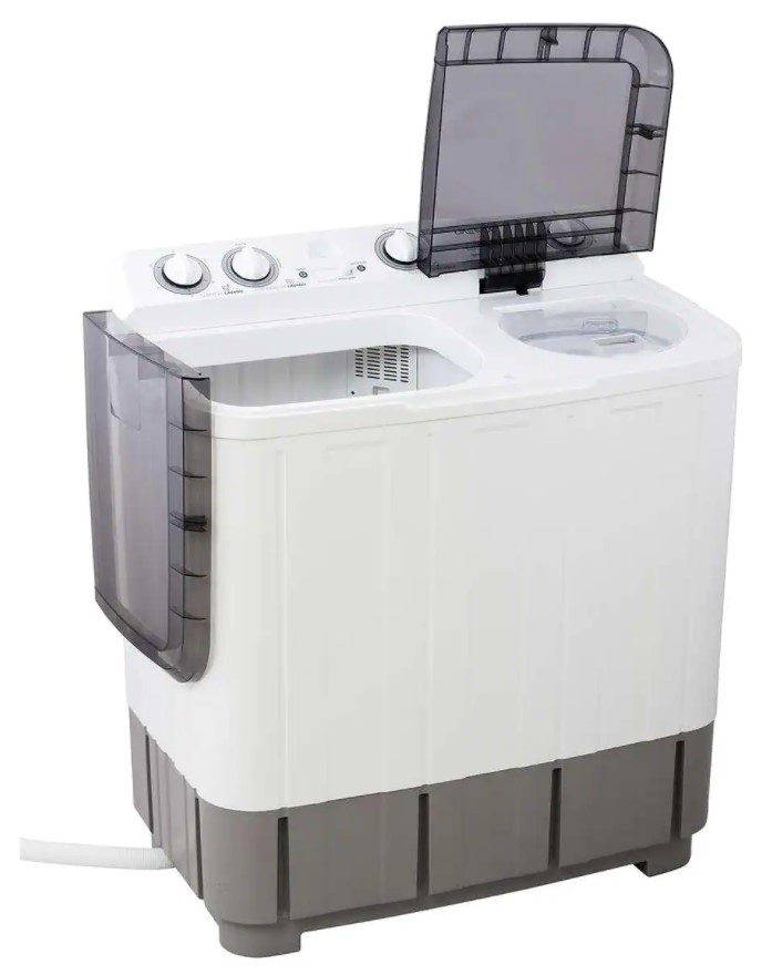 LAVADORA SEMIAUTOMÁTICA WINIA DWM-K261PW DE DOS TINAS CAPACIDAD PARA 15 KG, COLOR BLANCO Y BASE COLOR SILVER