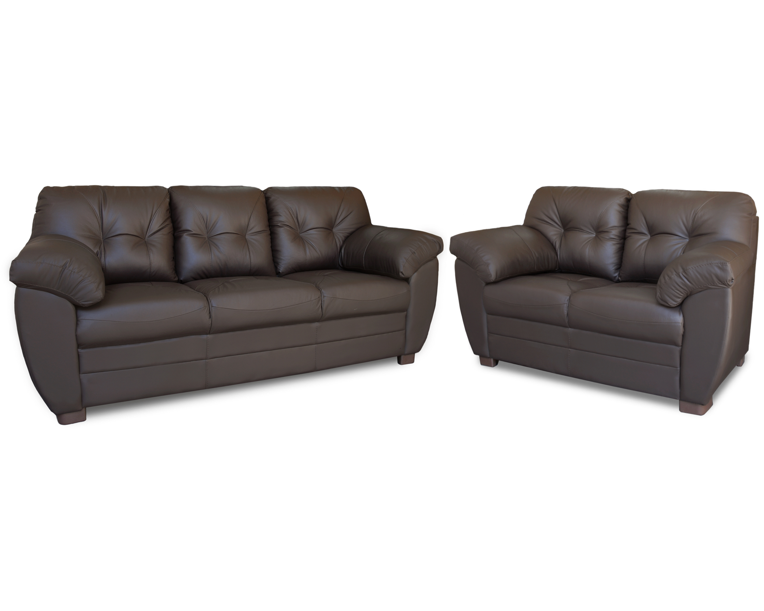 Sala de Piel Genuina Sofa Y Love Seat Derby Color Chocolate - ConfortoPiel