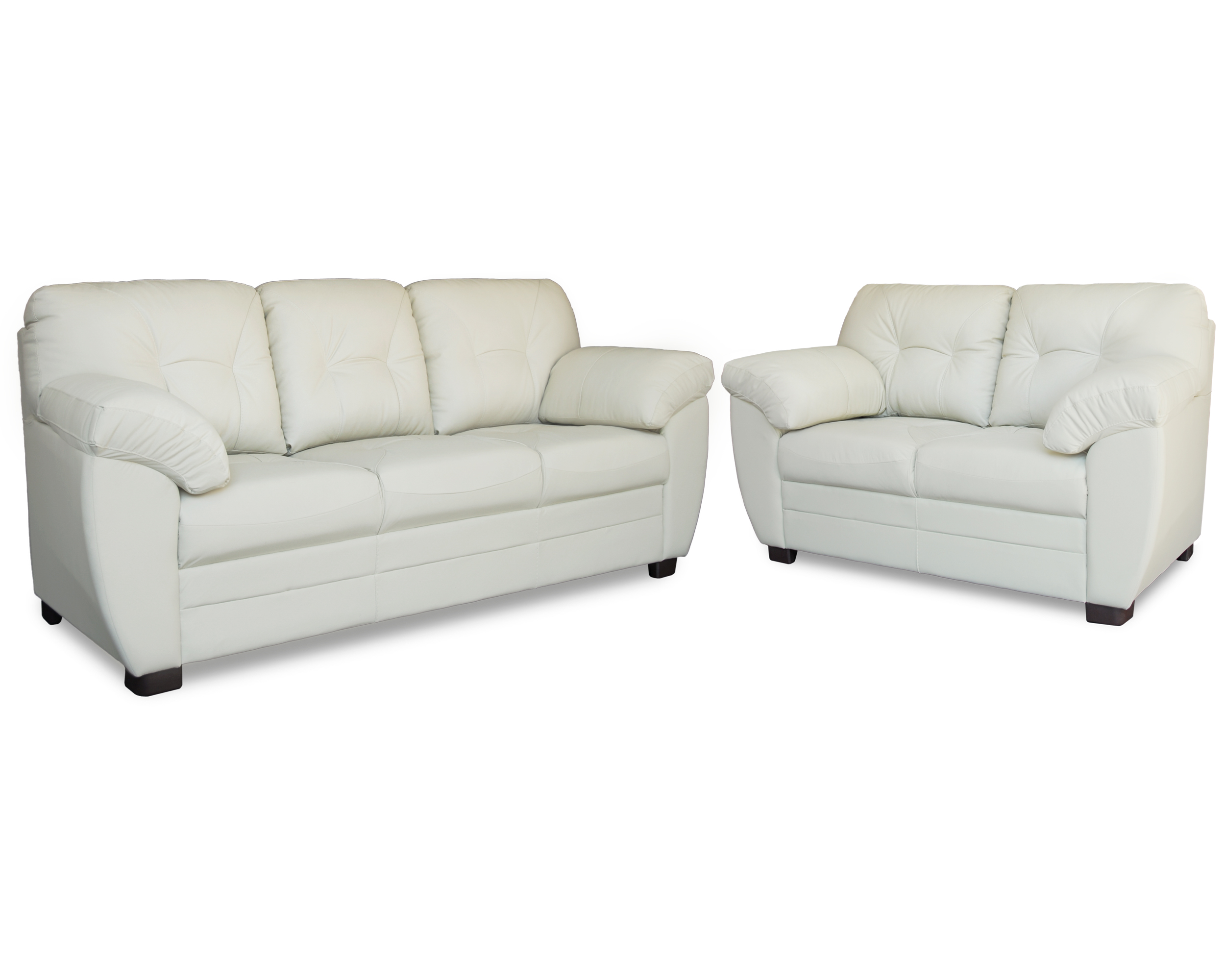 Sala de Piel Genuina Sofa Y Love Seat Derby Color Marfil - ConfortoPiel