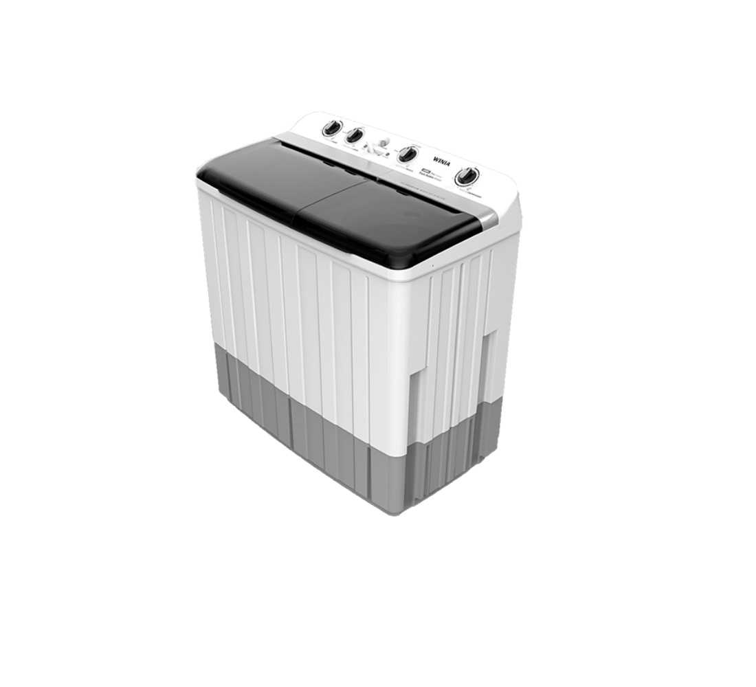 LAVADORA SEMIAUTOMÁTICA WINIA DWM-K261PW DE DOS TINAS CAPACIDAD PARA 15 KG, COLOR BLANCO Y BASE COLOR SILVER