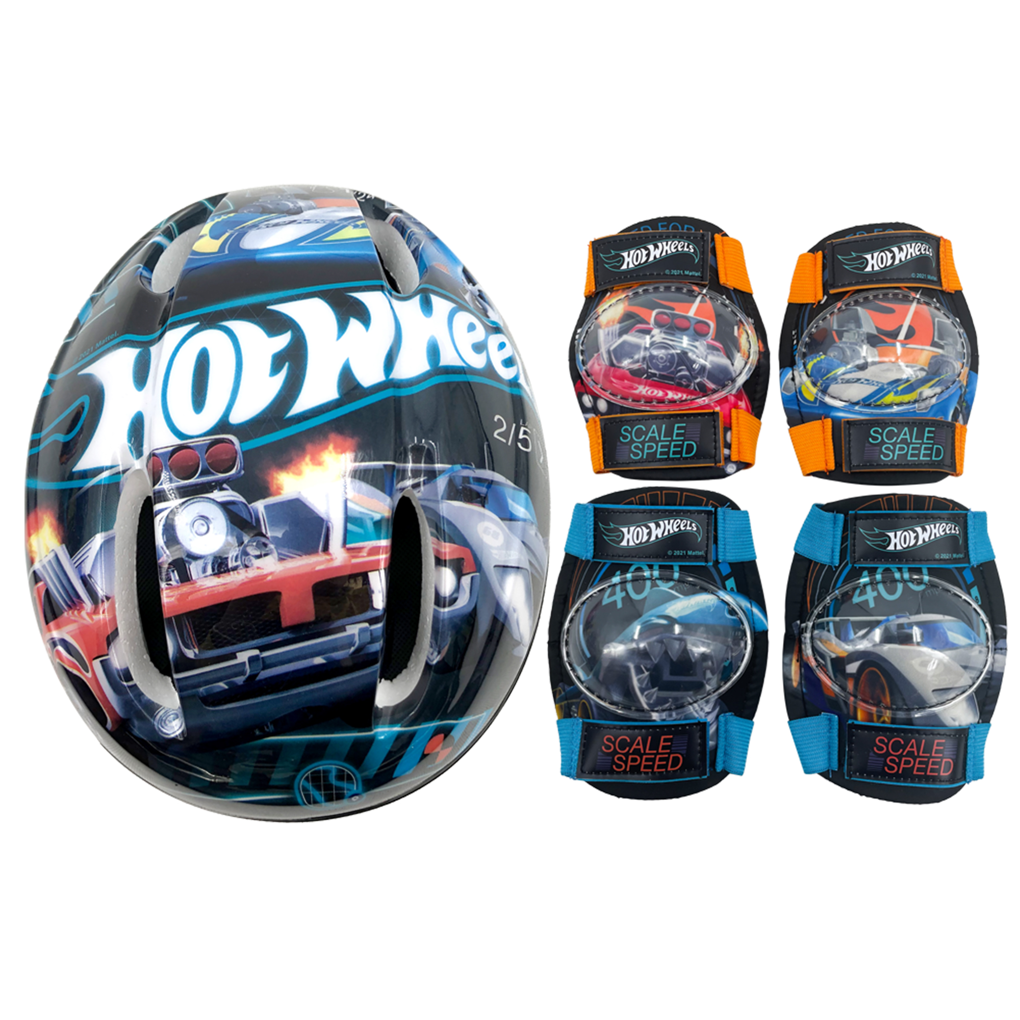 Kit casco coderas y rodilleras Apache Hot Wheels 