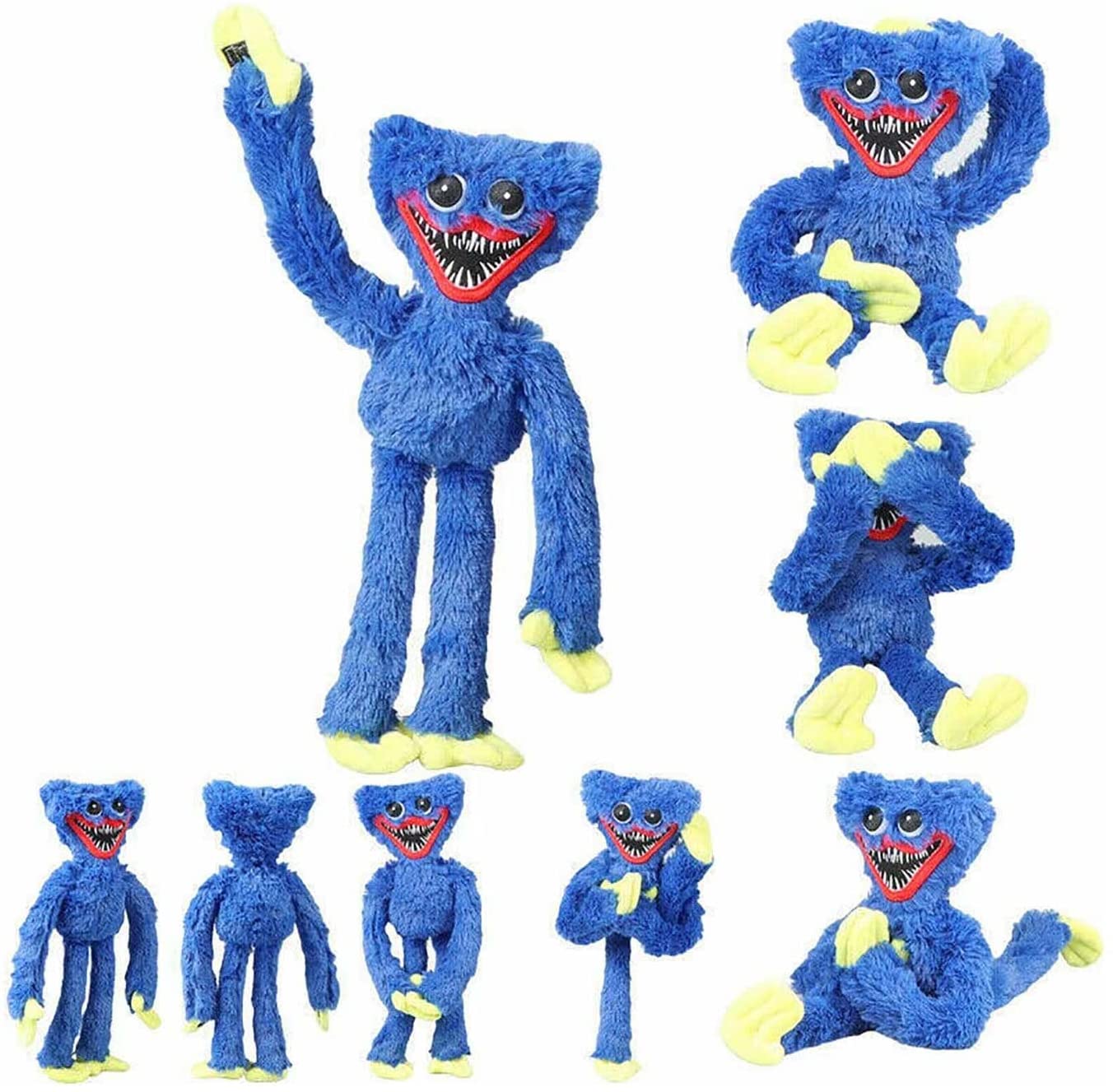 Huggy Wuggy Poppy Plush Platytime Peluche, muñeco de peluche de dibujos animados, muñeco de peluche de terror Monstruo. Regalo para fanáticos del videojuego (Azul)