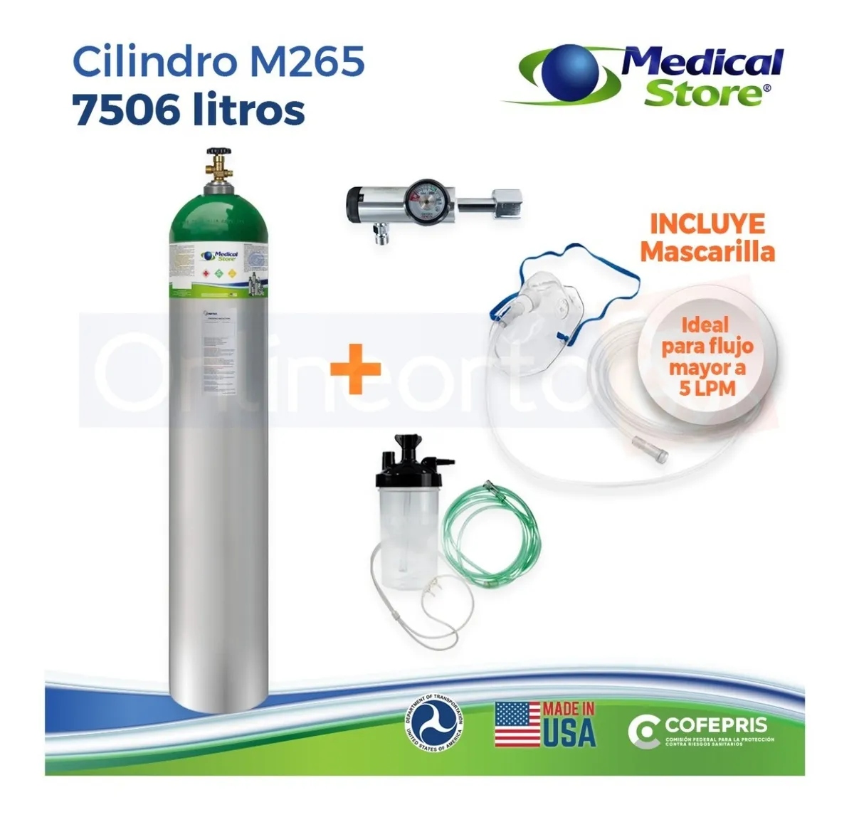 Tanque De Oxigeno Kit Completo M265 7506 Lit Oxiplus