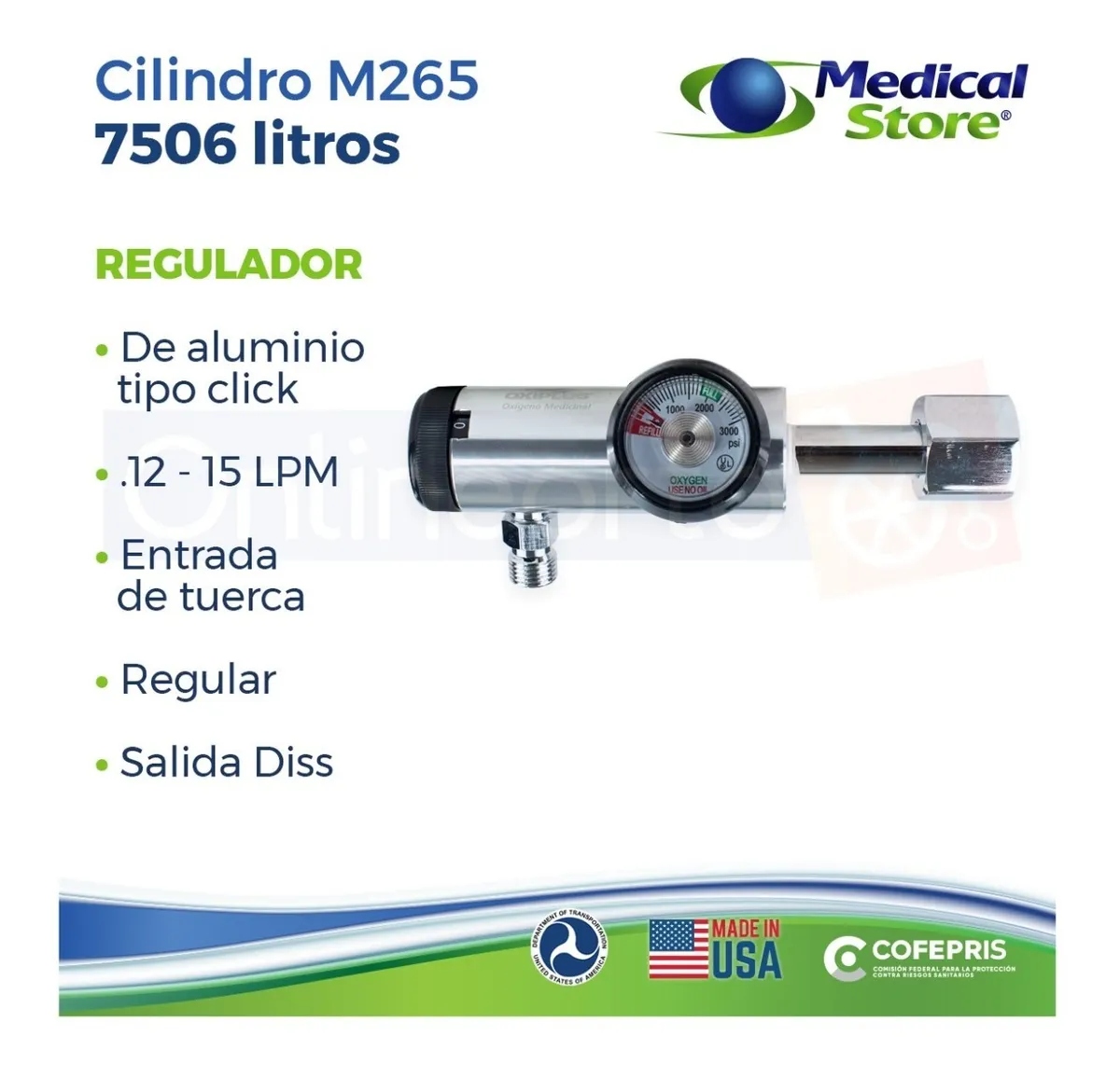 Tanque De Oxigeno Kit Completo M265 7506 Lit Oxiplus