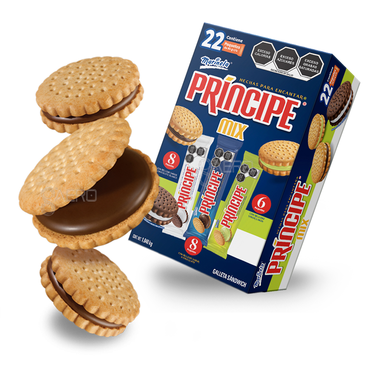 Galletas Principe Marinela® Mix Con 22 Pzas De 84 G C/u
