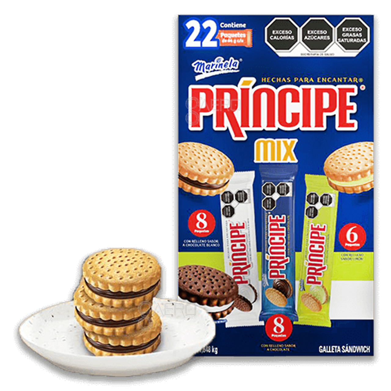 Galletas Principe Marinela® Mix Con 22 Pzas De 84 G C/u