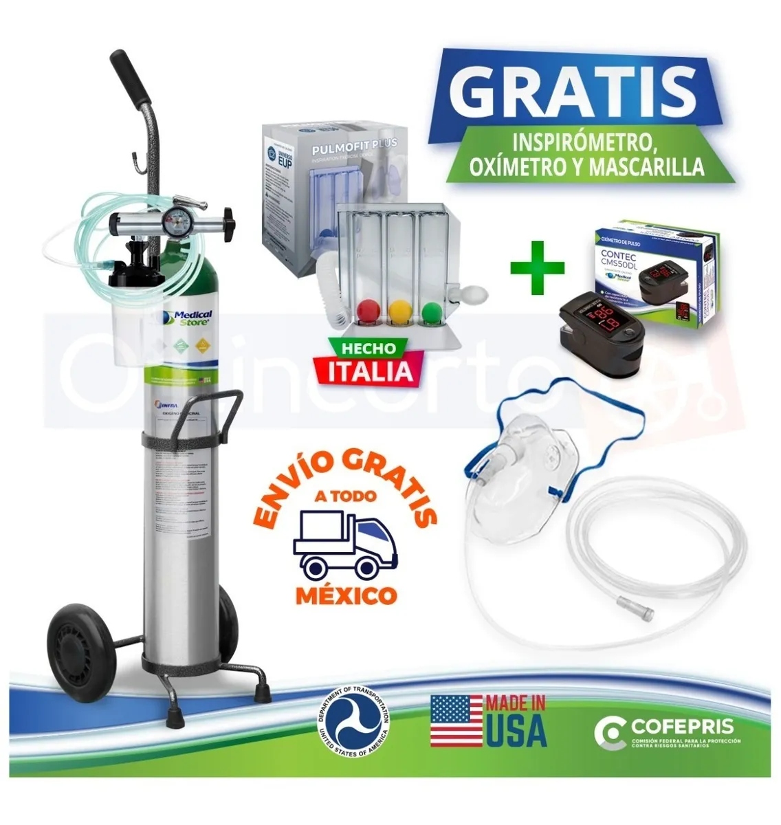 Tanque De Oxigeno Kit Completo Md 425 Litros Oxiplus