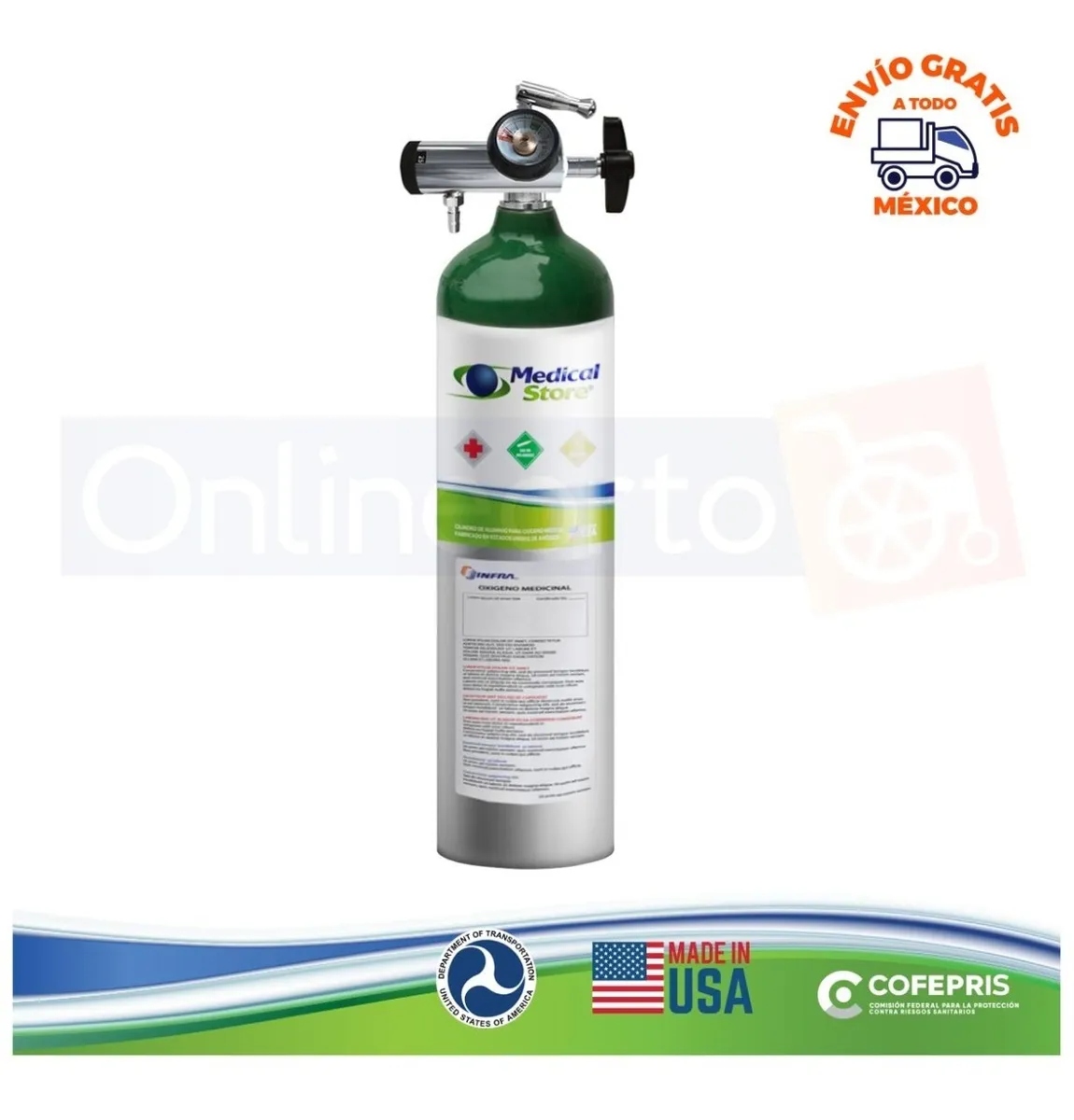 Tanque De Oxigeno Kit Completo Md 425 Litros Oxiplus