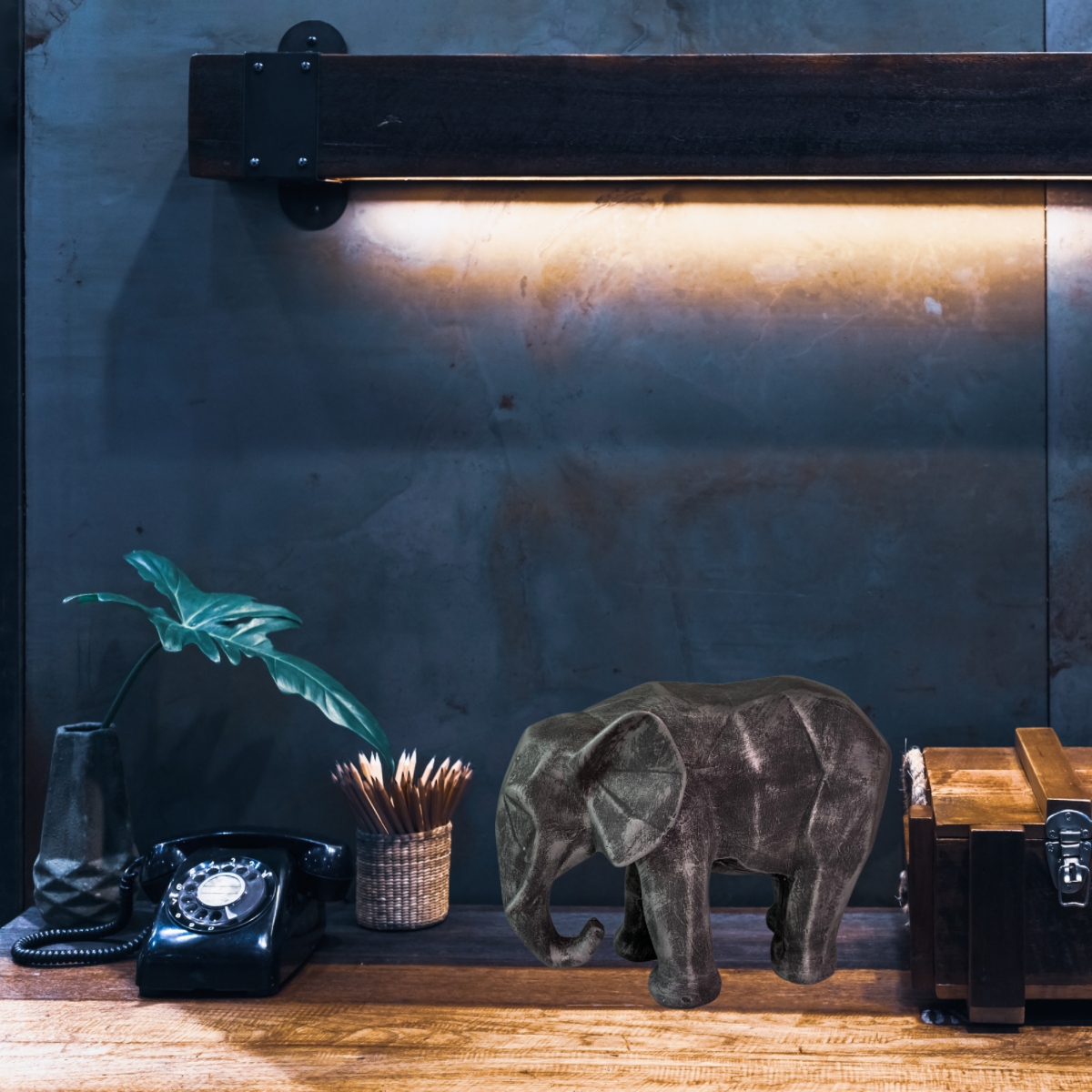 Elefante Decorativo Figura Geometrica Yeso Hogar Gris Decoracion  