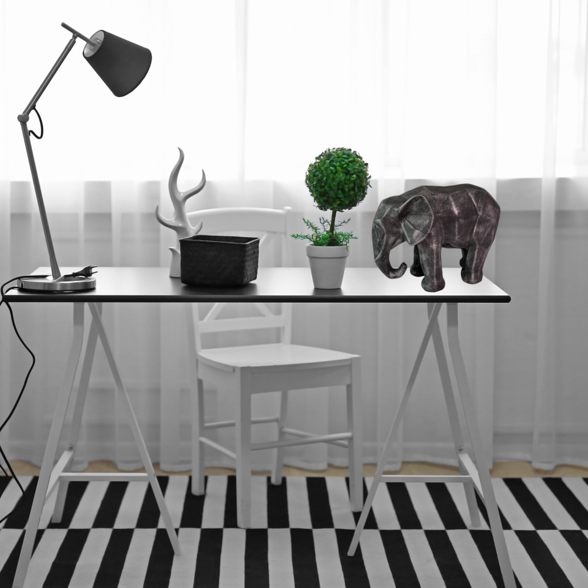 Elefante Decorativo Figura Geometrica Yeso Hogar Gris Decoracion  