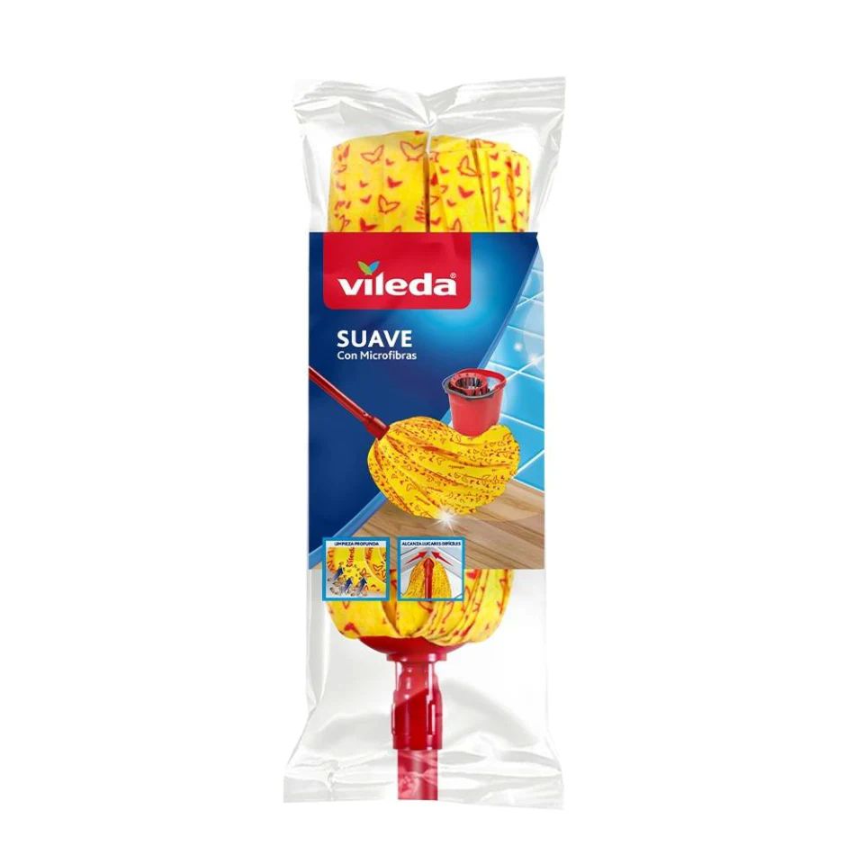 Trapeador Vileda Mop Suave Microfibra Con Bastón 