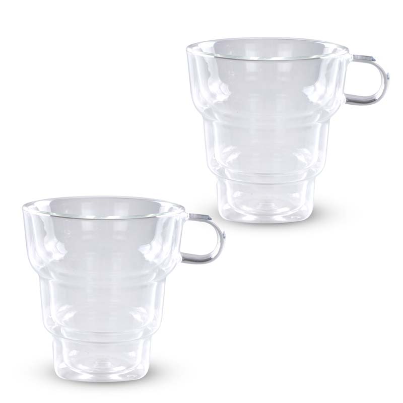 Tazas para Café Innovador Cristal de Doble Pared 2 Pz 310ml Redlemon