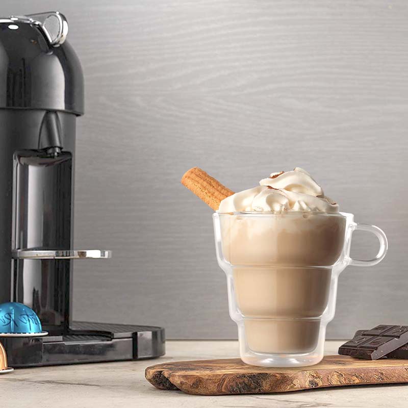 Tazas para Café Innovador Cristal de Doble Pared 2 Pz 310ml Redlemon