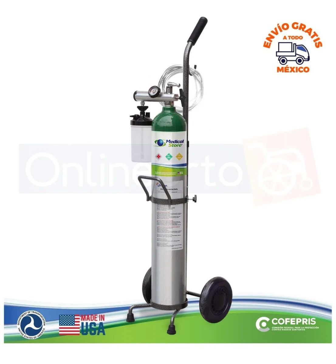 Tanque De Oxigeno 682lts Kit Completo Portatil Carrito Drive