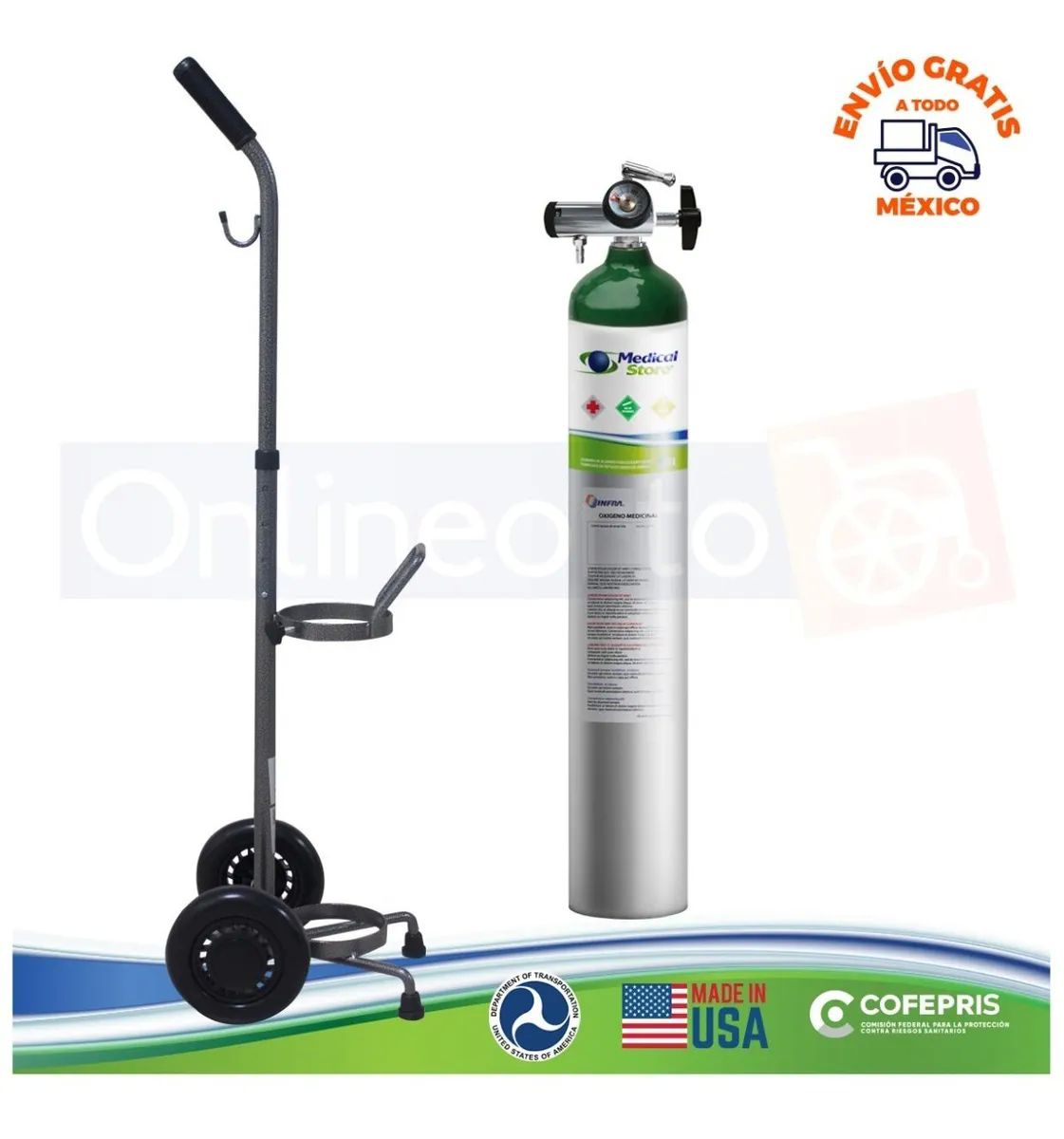 Tanque De Oxigeno 682lts Kit Completo Portatil Carrito Drive