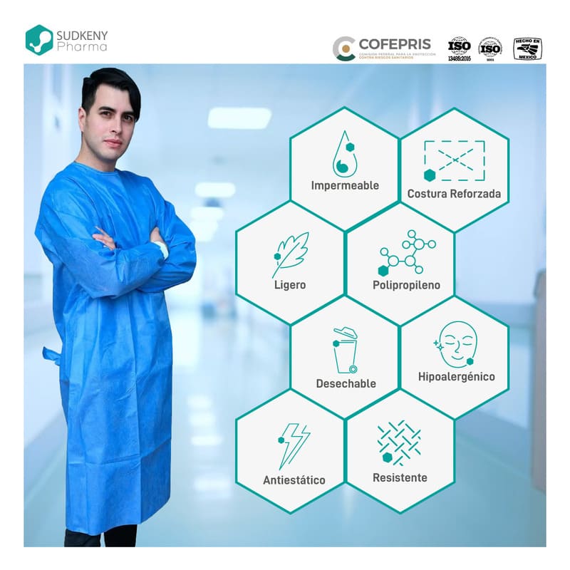 Bata quirúrgica desechable sin refuerzo, SUDKENY PHARMA (1 pieza)