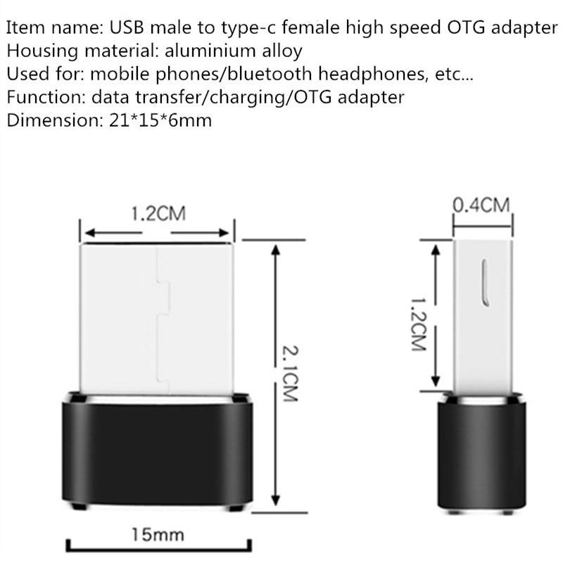 Adaptador OTG de USB Tipo C Hembra  a   USB-A Macho  CARGA Y DATOS