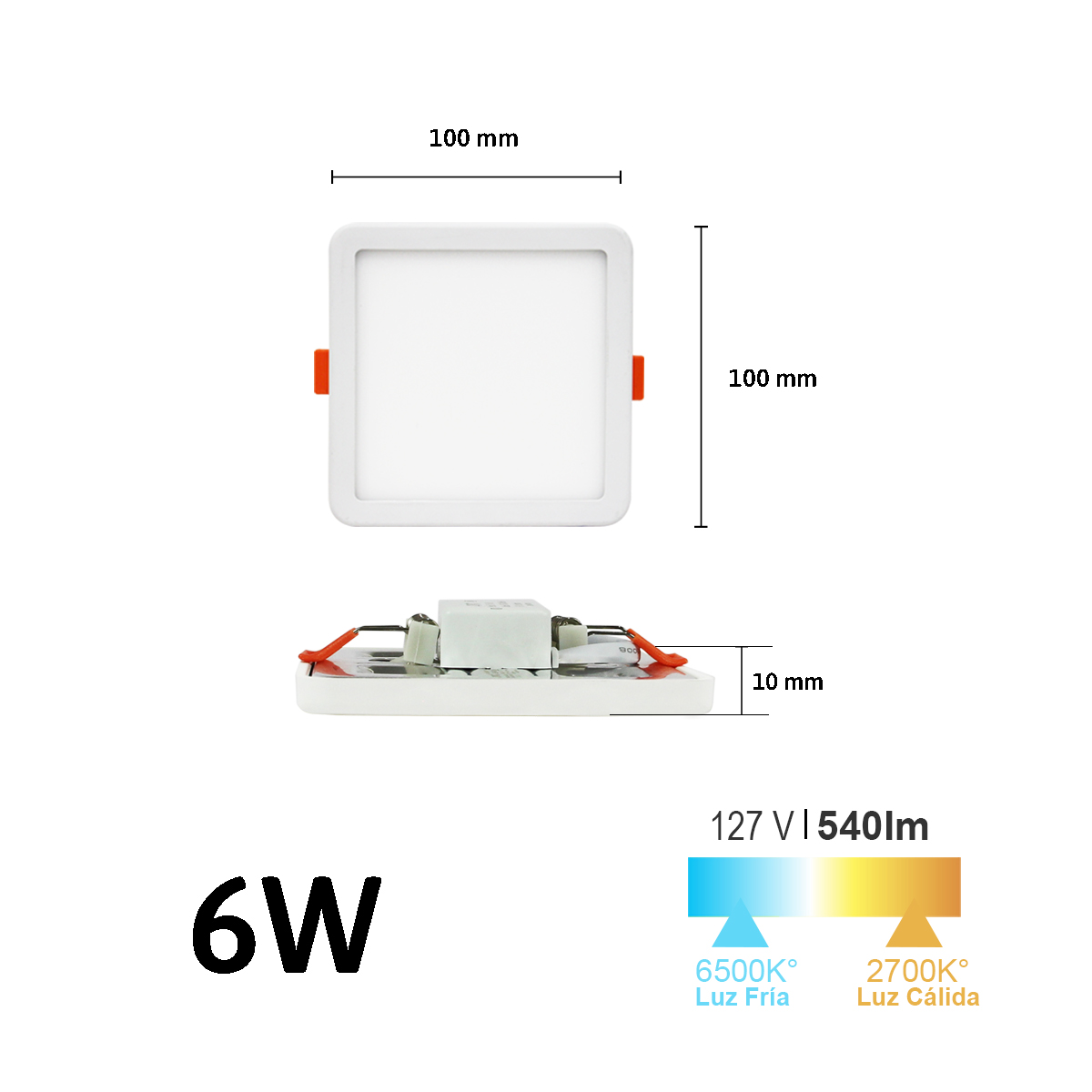 LAMPARA LED DE EMPOTRAR AJUSTABLE 6W LUZ BLANCA MARCA JWJ