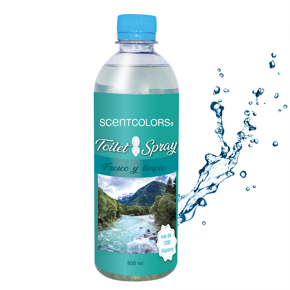 SCENT COLORS - Toilet Spray para antes de ir al baño - 500ml Aromatizante para WC - Bloquea malos olores en el baño no los disimula - Ideal para baños de casa y oficina (500 ml, Fresco y limpio)