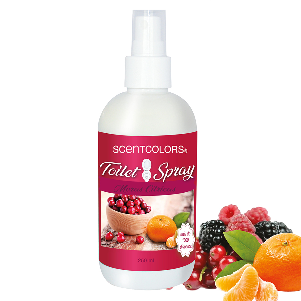 SCENT COLORS - Toilet Spray para antes de ir al baño - 250 ml Aromatizante para WC - Bloquea malos olores en el baño no los disimula - Ideal para baños de casa y oficina (250 ml, Moras Citricas)