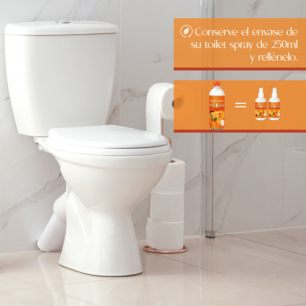 SCENT COLORS - Toilet Spray para antes de ir al baño - 250 ml Aromatizante para WC - Bloquea malos olores en el baño no los disimula - Ideal para baños de casa y oficina (250 ml, Naranja Fresca)