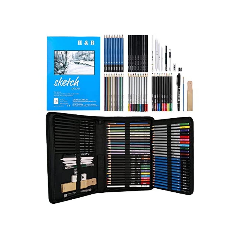Set 145 Lápices De Dibujo De Colores Metálicos Grafito H&b