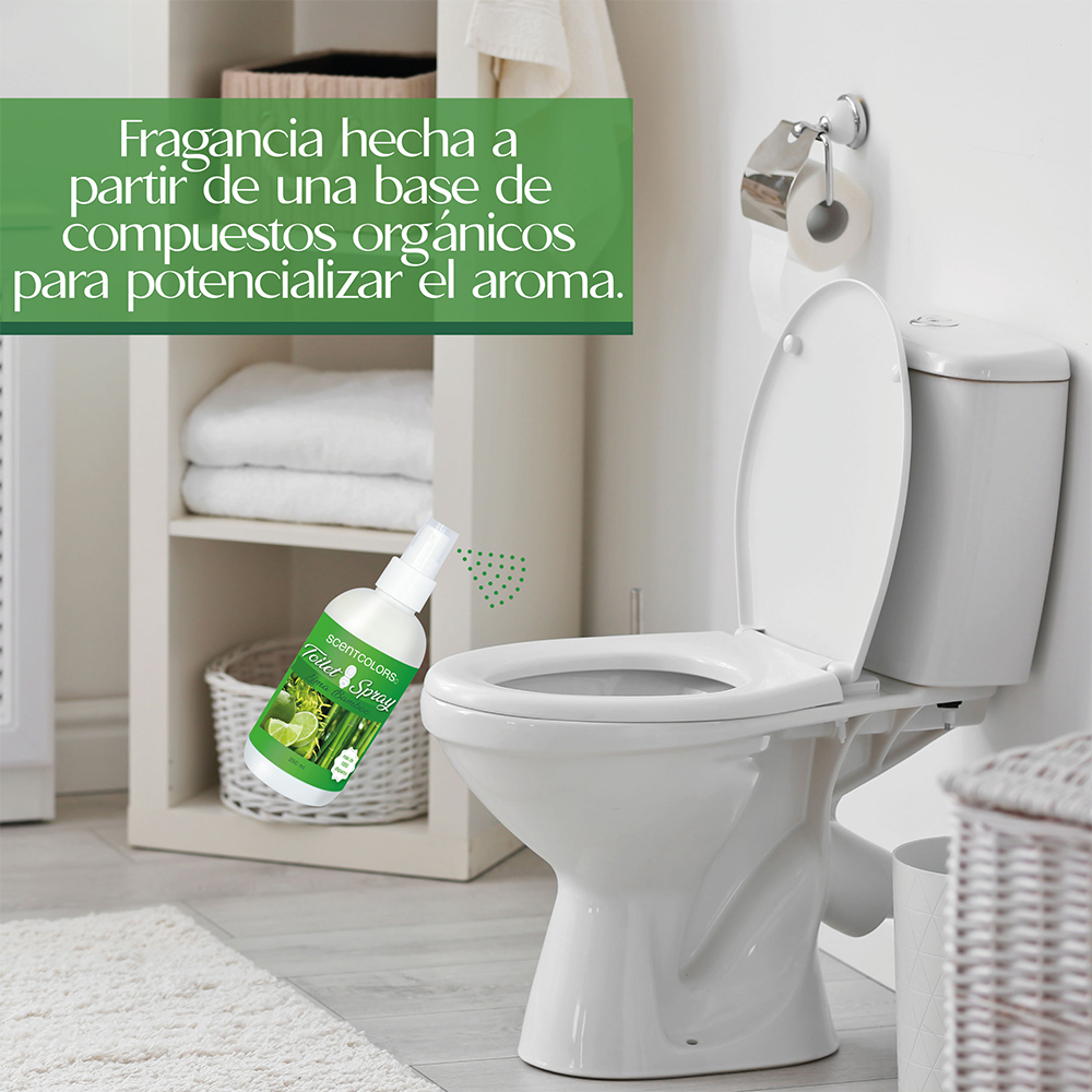 SCENT COLORS - Toilet Spray para antes de ir al baño - Aromatizante para WC - Bloquea malos olores en el baño no los disimula - Ideal para baños de casa y oficina (250 ml, Lima Bambú)