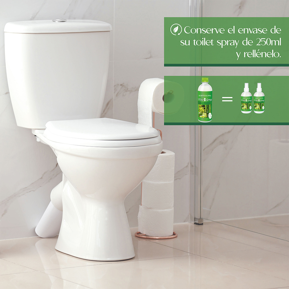 SCENT COLORS - Toilet Spray para antes de ir al baño - Aromatizante para WC - Bloquea malos olores en el baño no los disimula - Ideal para baños de casa y oficina (250 ml, Lima Bambú)