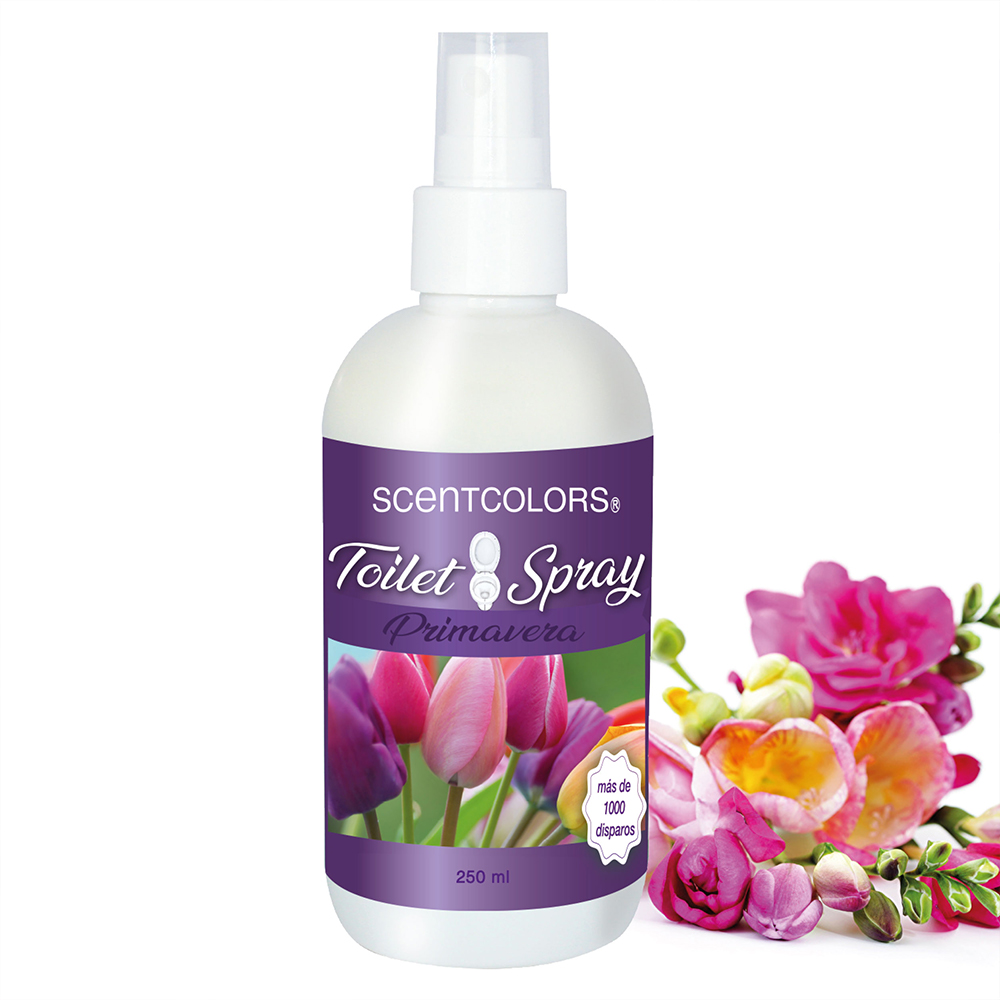 SCENT COLORS - Toilet Spray para antes de ir al baño - 250 ml Aromatizante para WC - Bloquea malos olores en el baño no los disimula - Ideal para baños de casa y oficina (250 ml, Primavera)