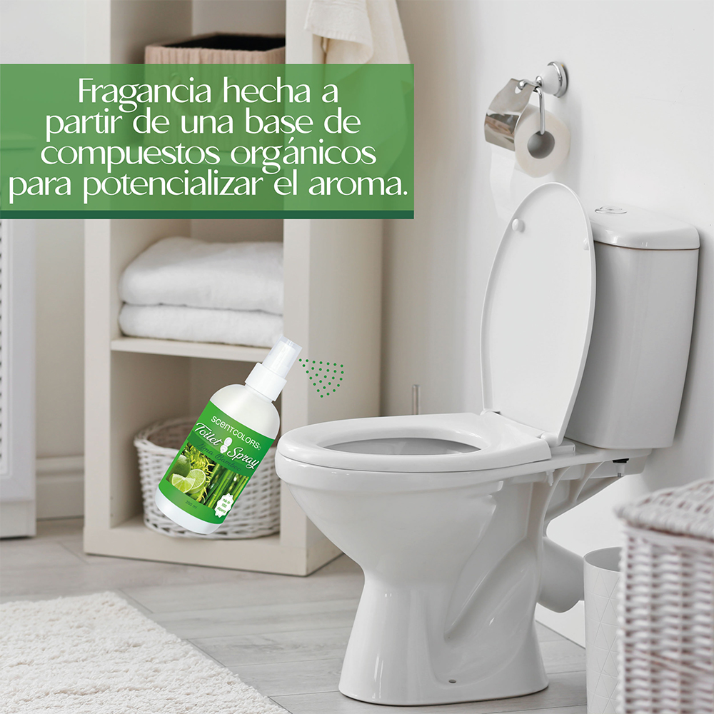 SCENT COLORS - Toilet Spray para antes de ir al baño - 500ml Aromatizante para WC - Bloquea malos olores en el baño no los disimula - Ideal para baños de casa y oficina (500 ml, Lima Bambú)