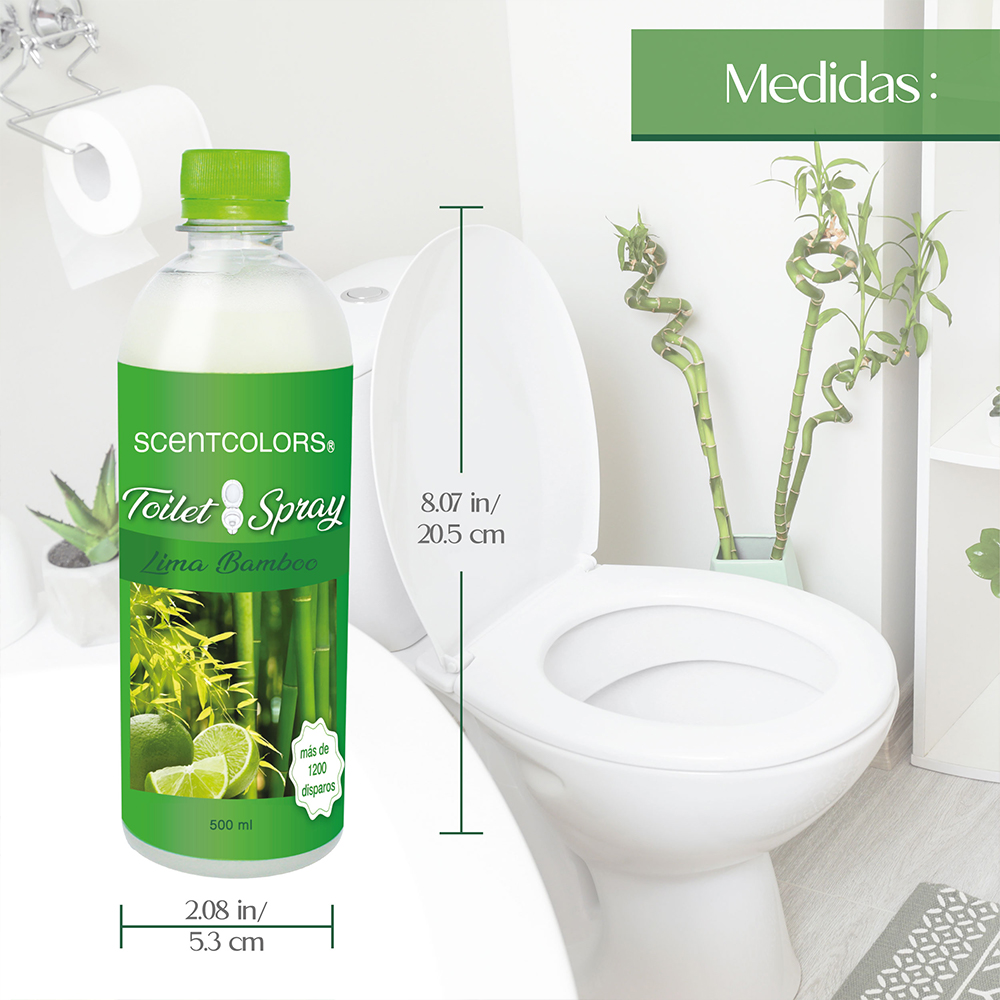 SCENT COLORS - Toilet Spray para antes de ir al baño - 500ml Aromatizante para WC - Bloquea malos olores en el baño no los disimula - Ideal para baños de casa y oficina (500 ml, Lima Bambú)