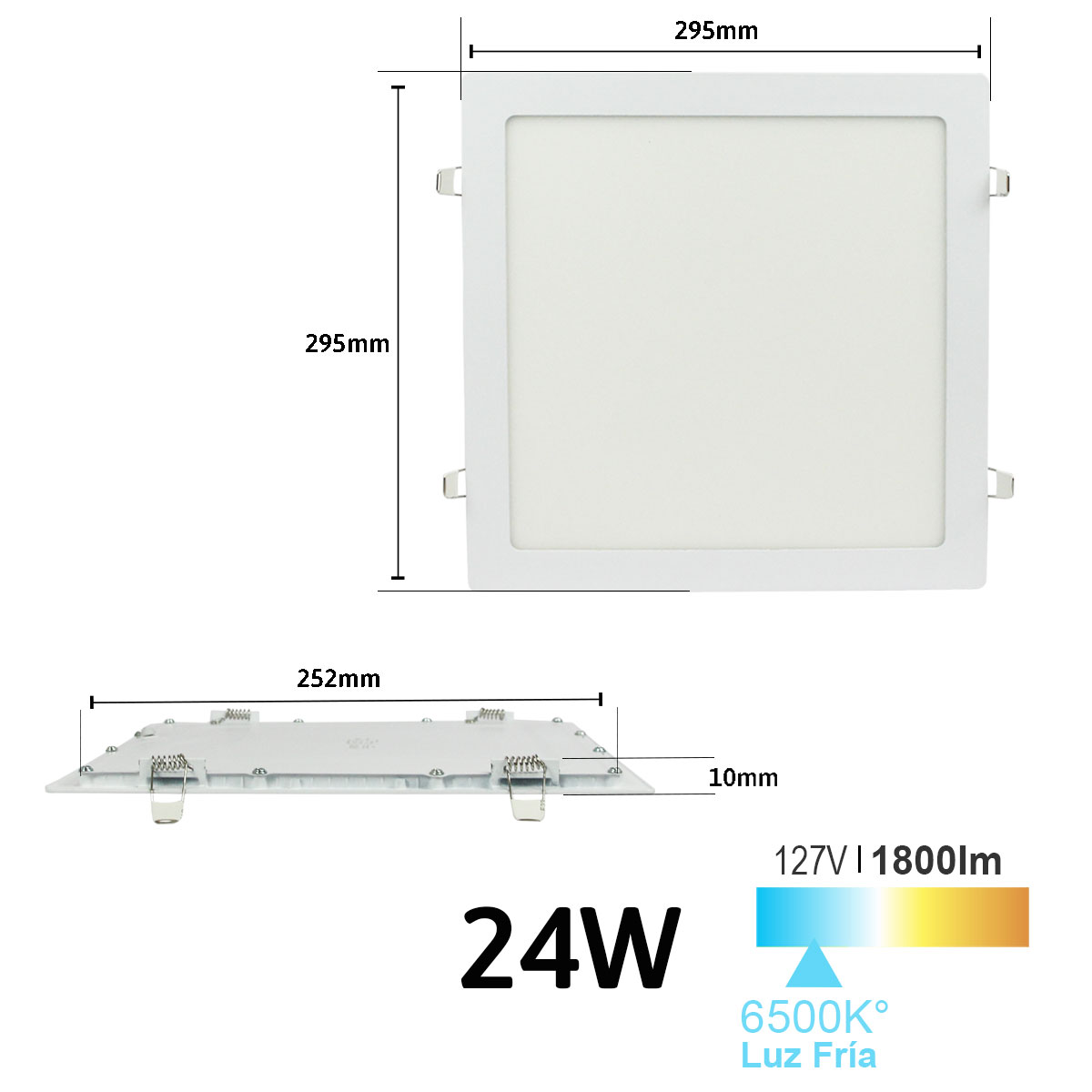 Lampara led de empotrar cuadrada luz cálida 24w marca jwj