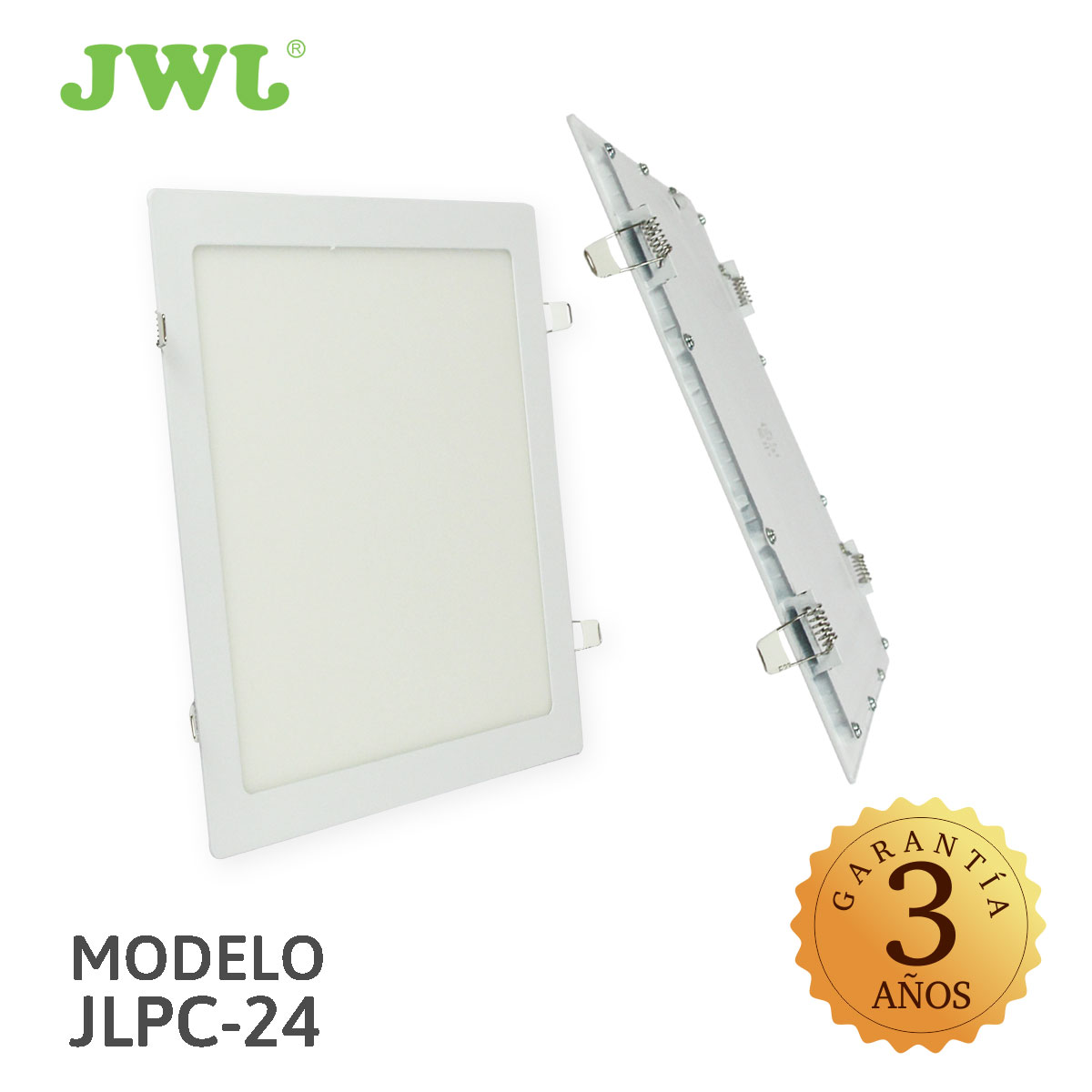 Lampara led de empotrar cuadrada luz cálida 24w marca jwj